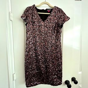 Sequin v neck dress